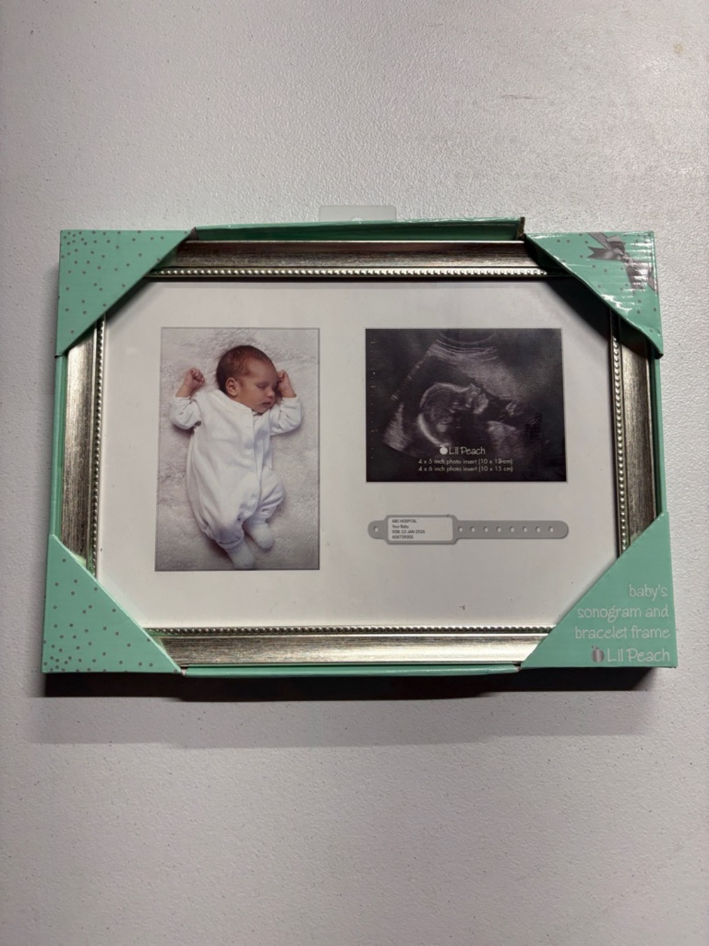 Baby Sonogram & Bracelet Picture Frame / Nursery Decor